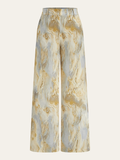 Pantalon Droit Semi-Transparent à Imprimé Marbré
