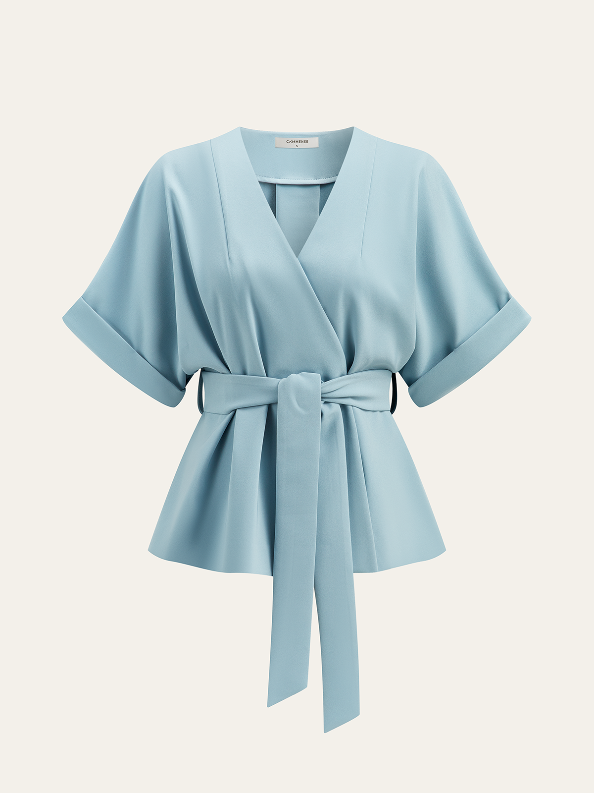 Wrap-Front Belted Blouse