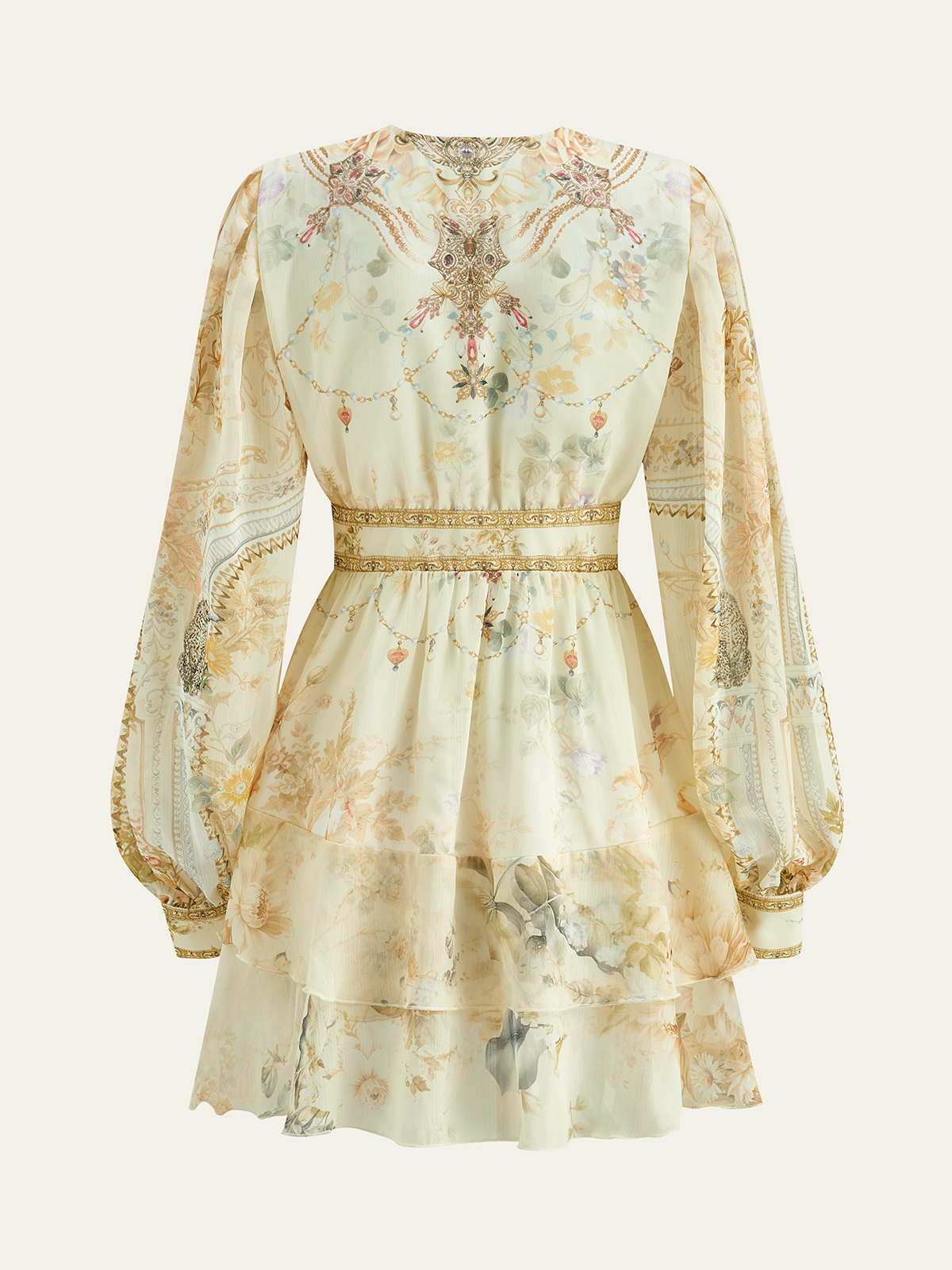 Robe mini à volants en mousseline semi-transparente imprimée de fleurs 