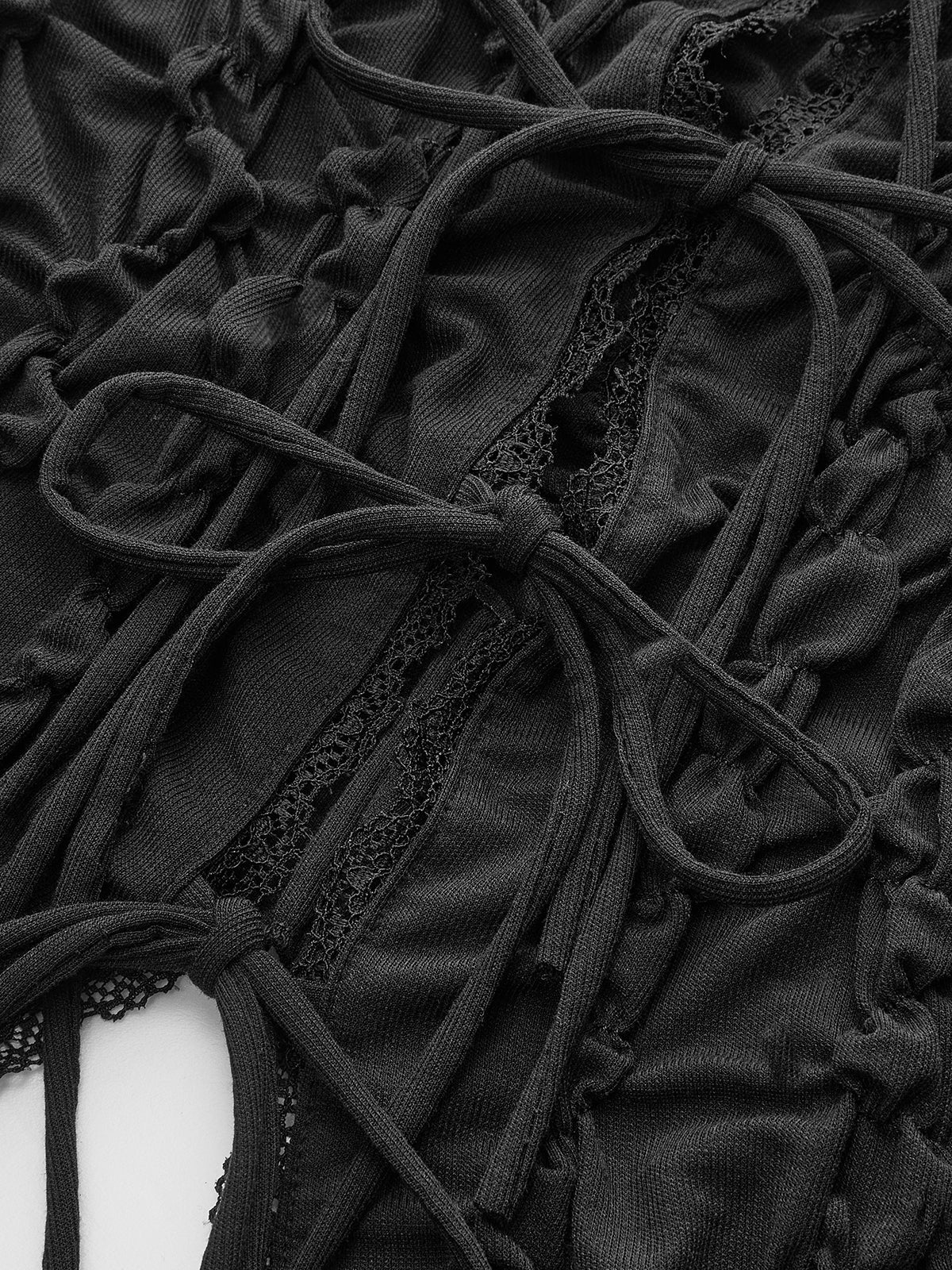 Semi-Sheer Lace-Trimmed Ruched Corset Top