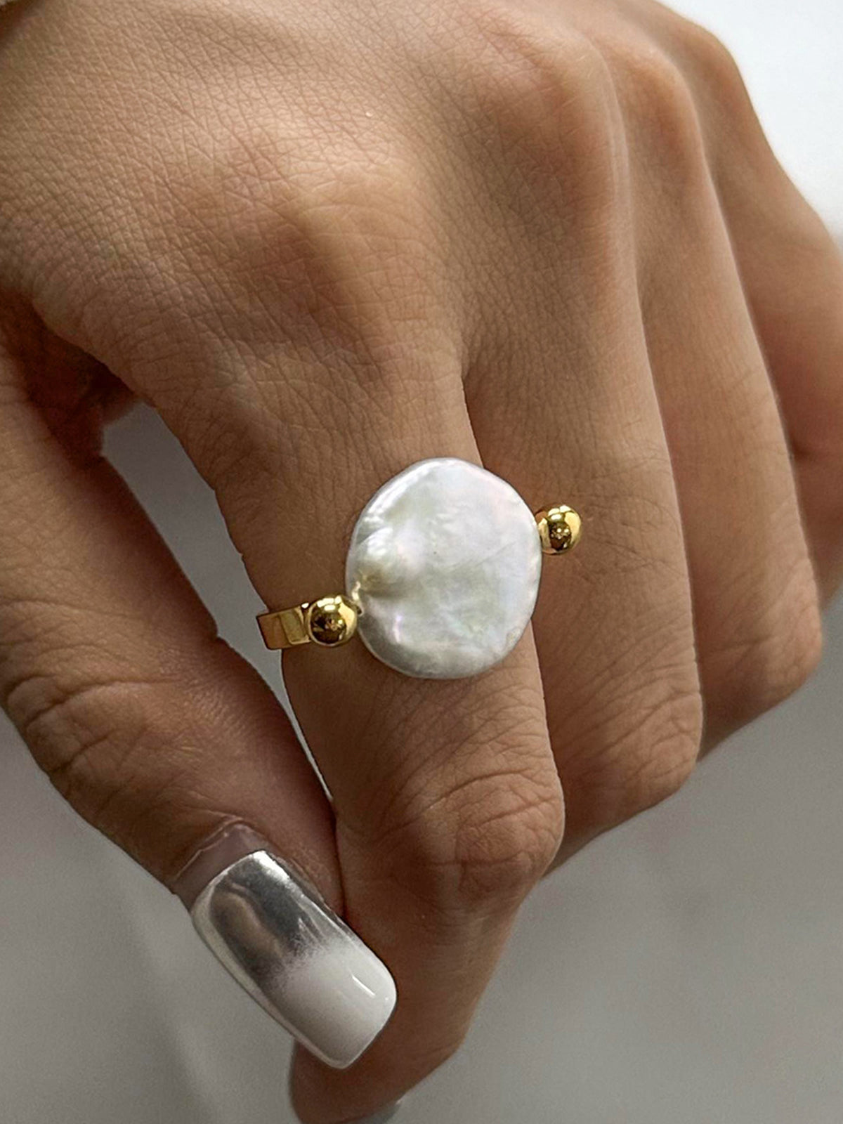 Bague réversible perle baroque