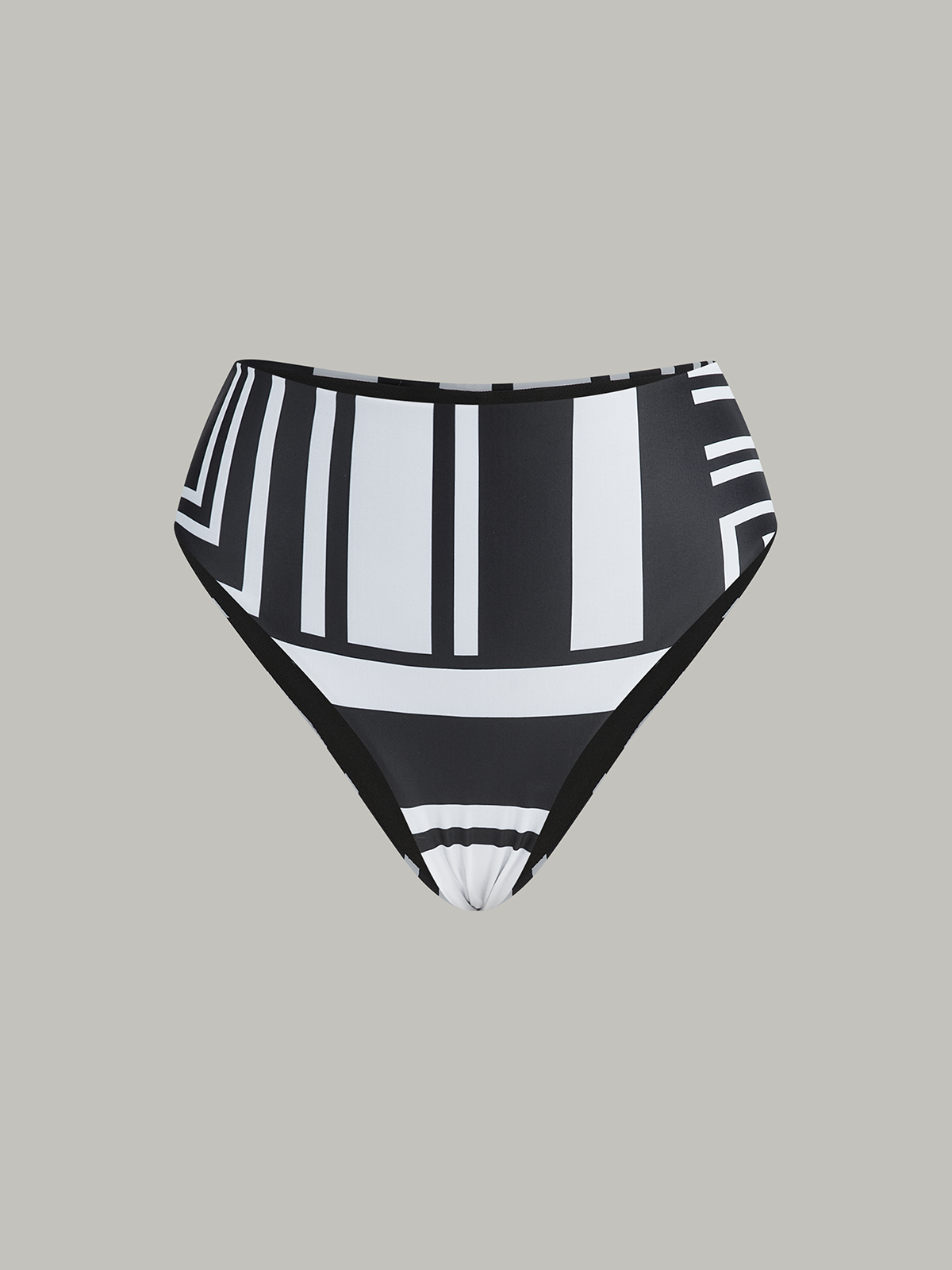 Bikinihose mit hohem Bund und geometrischem Muster 