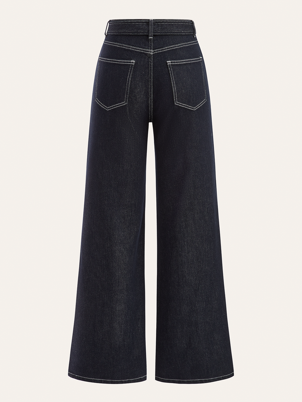 Denim-Hose mit Kontrastnähten und Gürtel