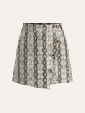 Asymmetrischer Minirock aus PU-Leder mit Schlangenprint