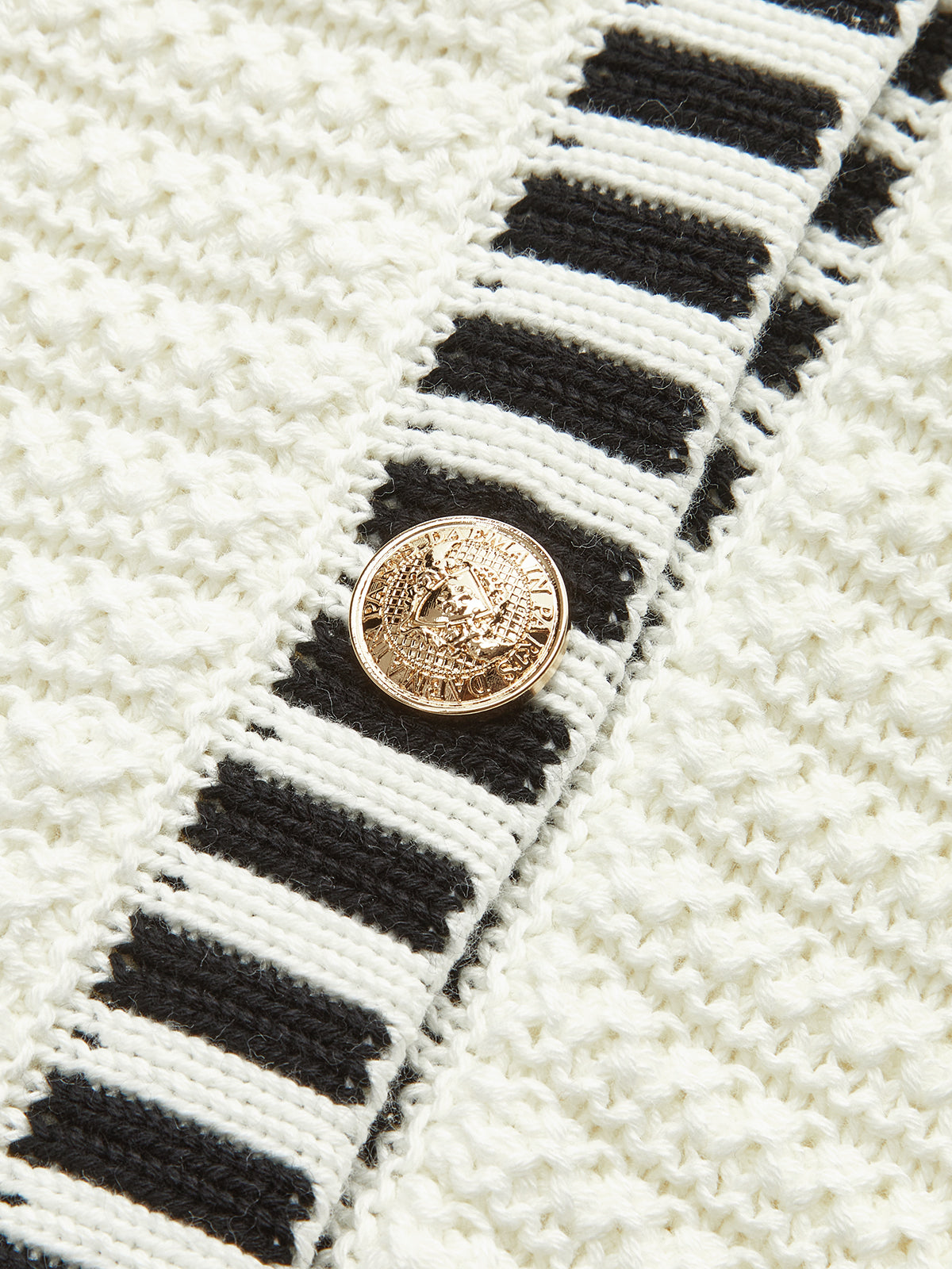 Button Striped Trim Knit Vest