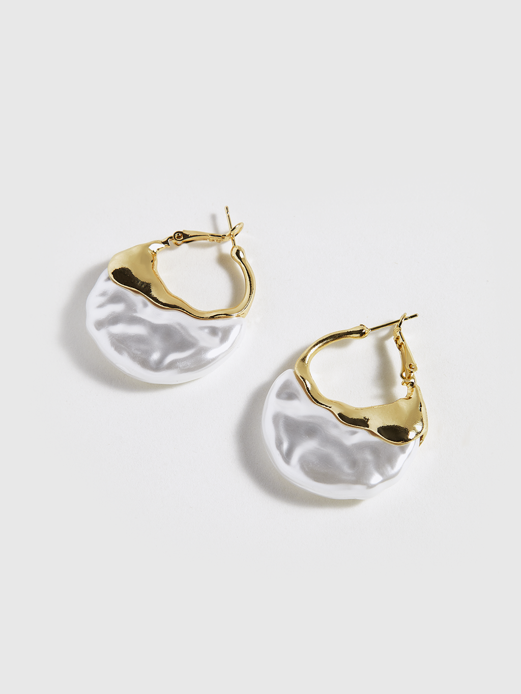 Gold-Tone Pearl-Effect Hoop Earrings