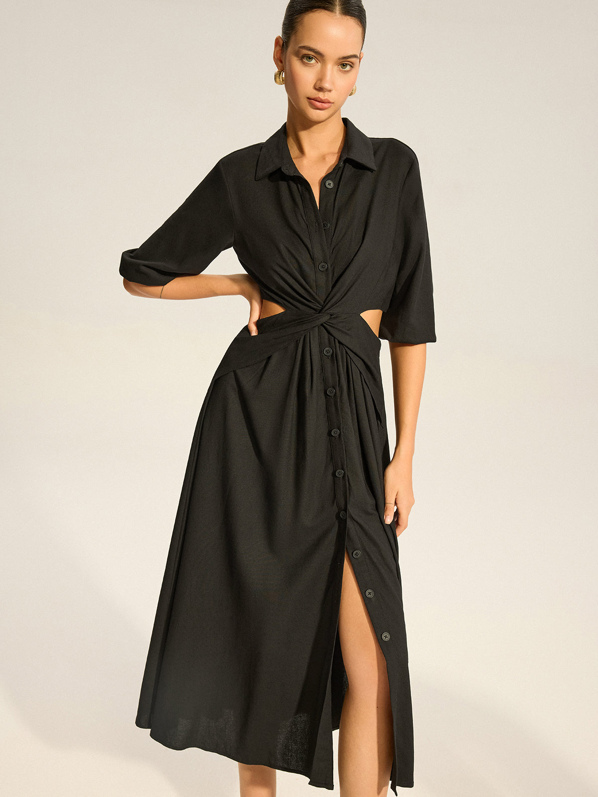 Hemdblusenkleid mit Twist-Cut-Outs