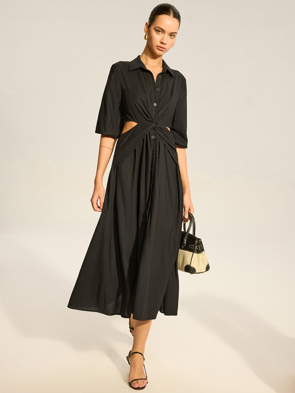 Hemdblusenkleid mit Twist-Cut-Outs