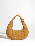 Sac hobo orné de clous avec fermeture éclair
