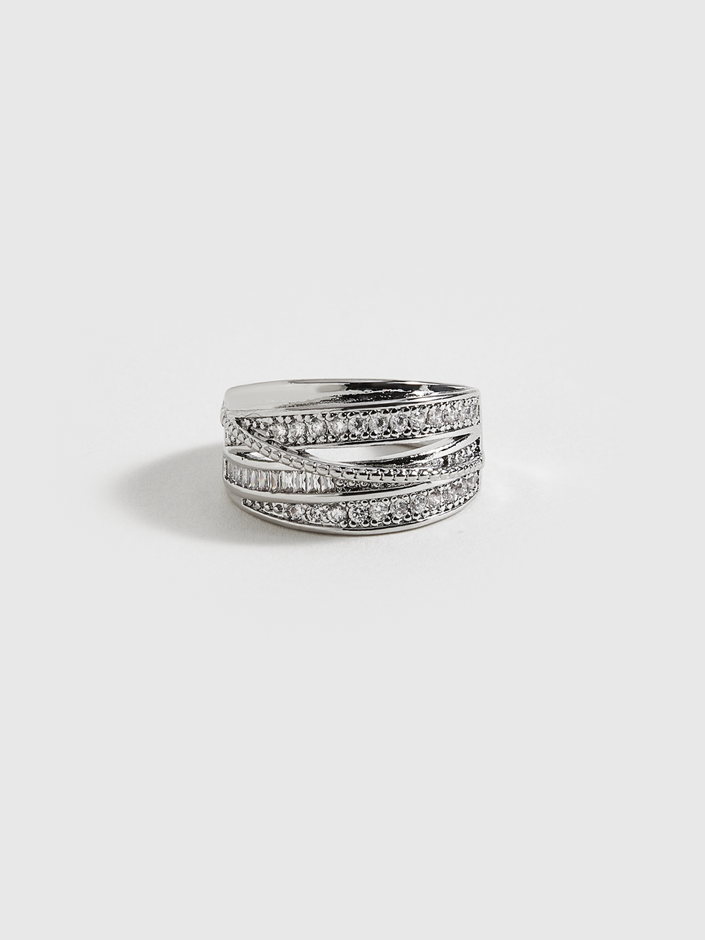 Bague superposée ajustable avec strass