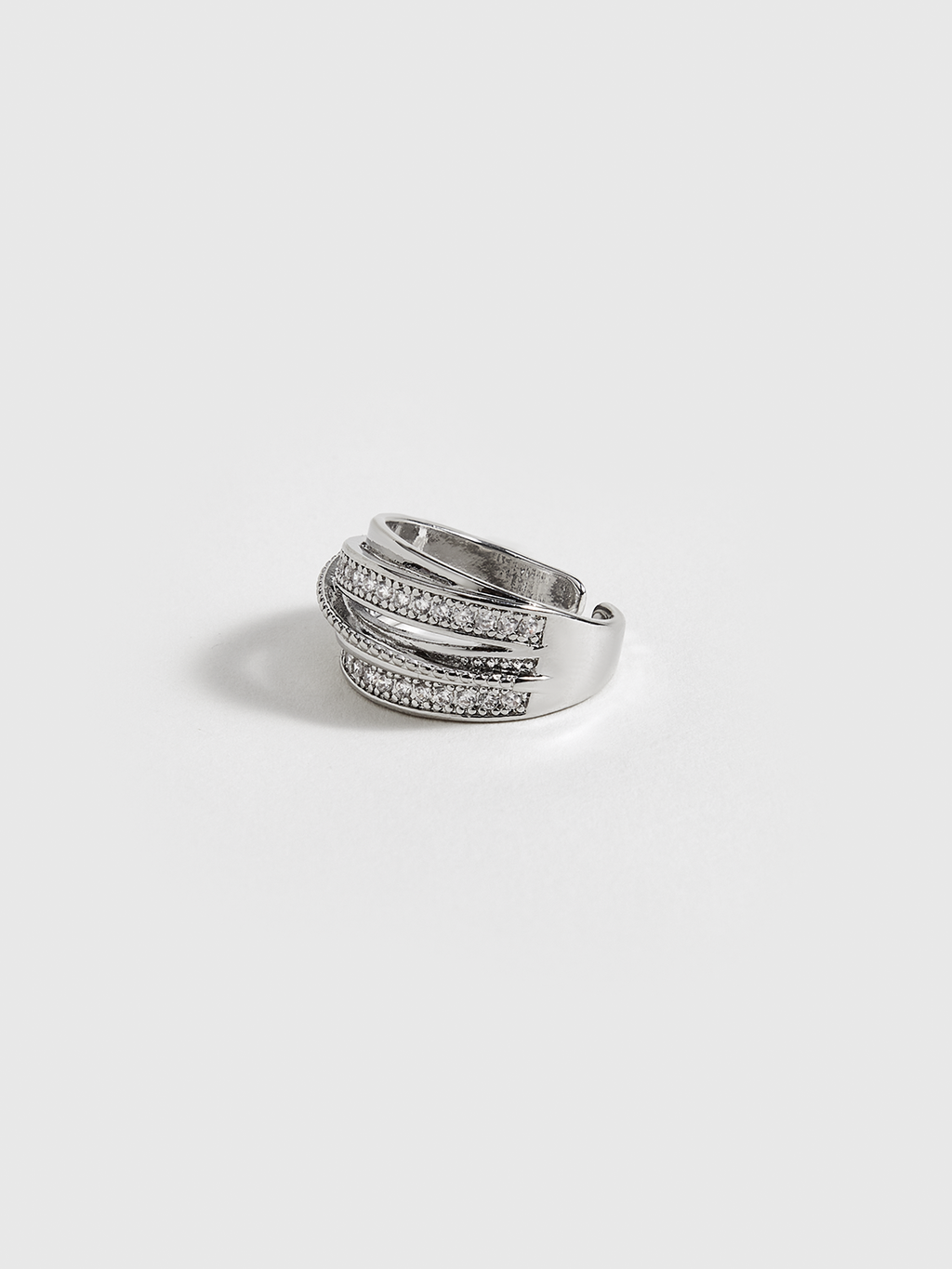 Bague superposée ajustable avec strass