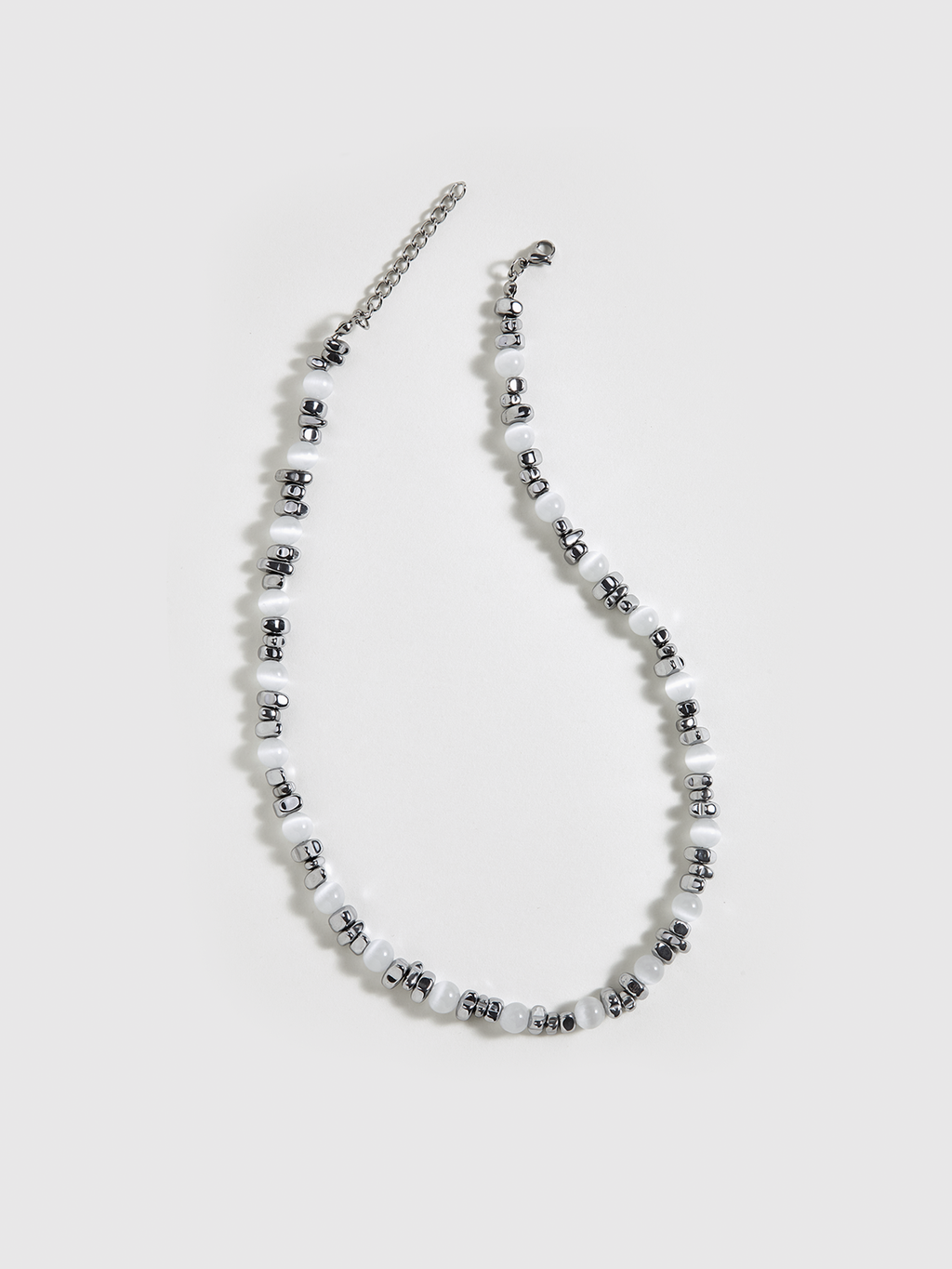 Pearl & Silver Beaded Choker Necklace