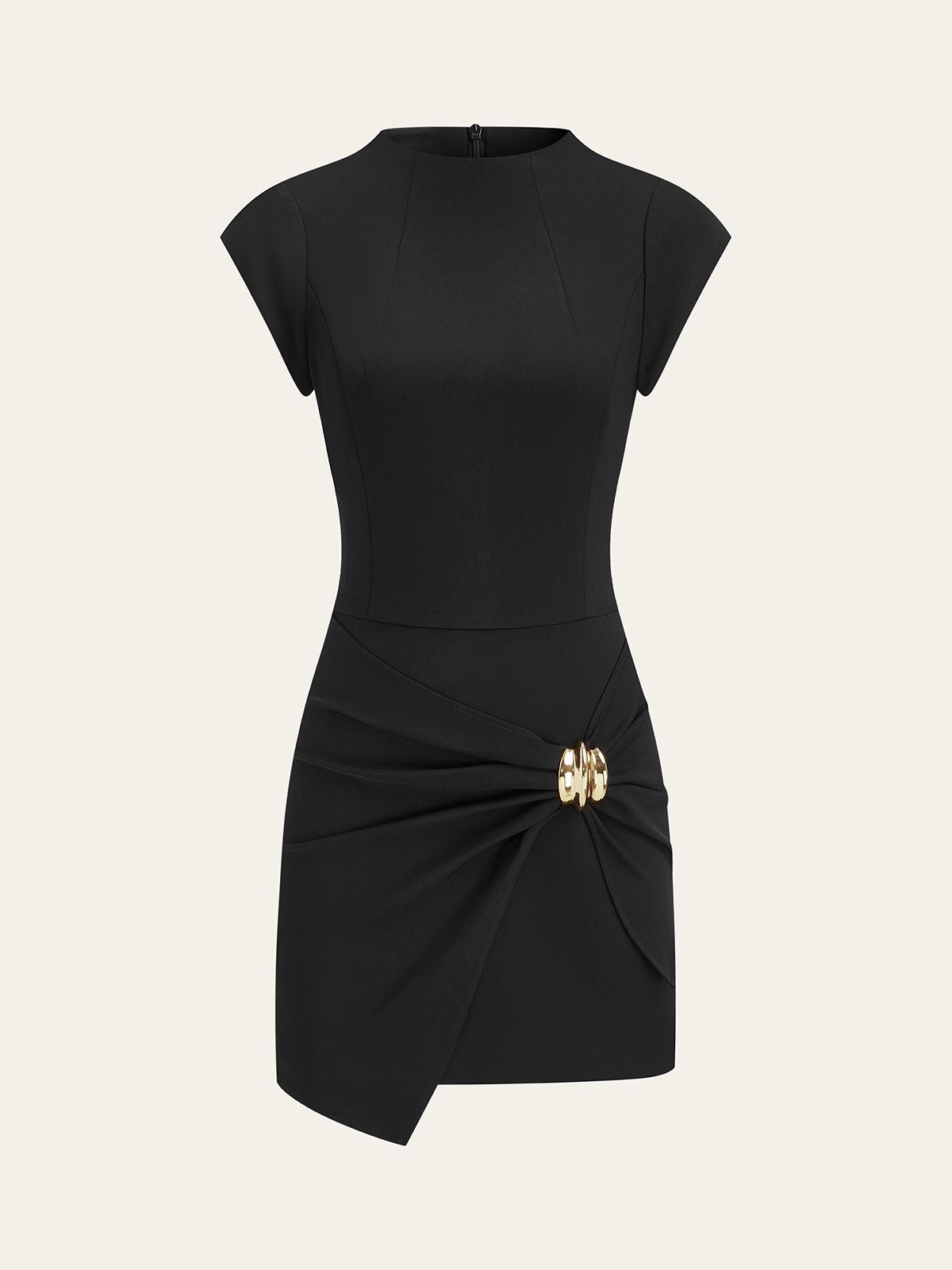 Mini-Kleid mit Stehkragen und Metallschnalle