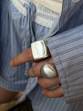 Bague Ovale Dôme Argent Mat