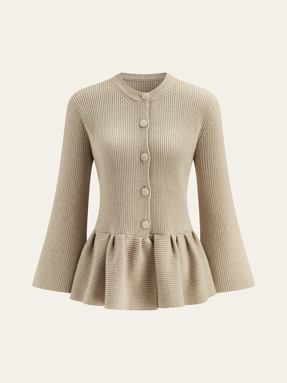 Wool-Blend Peplum Hem Cardigan