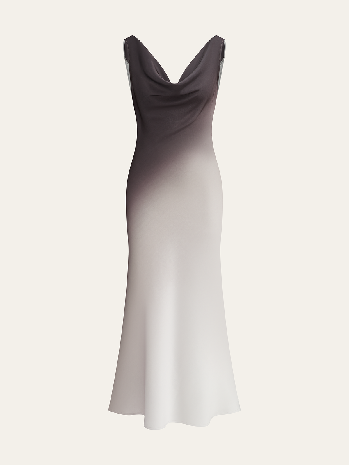 Ombre Satin Cowl Neck Maxi Dress