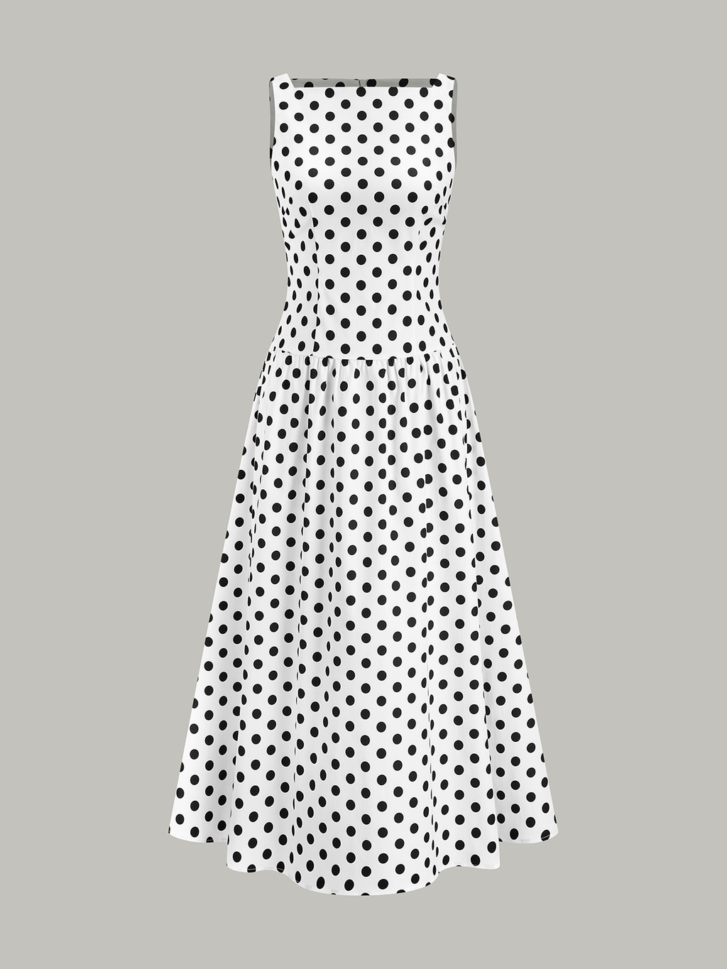 Gepunktetes ärmelloses Midikleid
