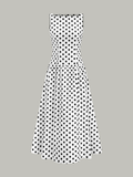 Gepunktetes ärmelloses Midikleid