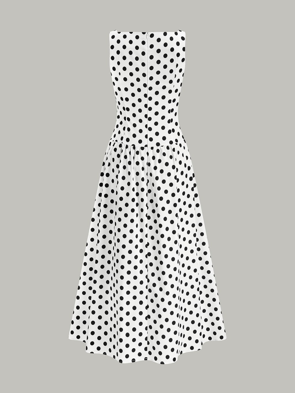 Gepunktetes ärmelloses Midikleid