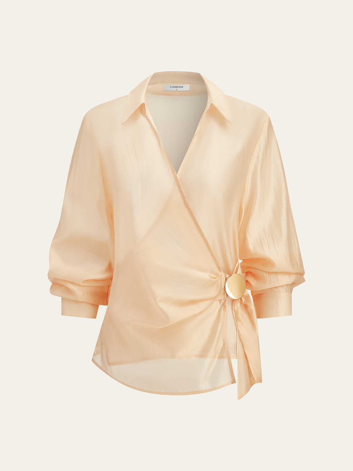 Chemisier cache-cœur semi-transparent à boutons métalliques 