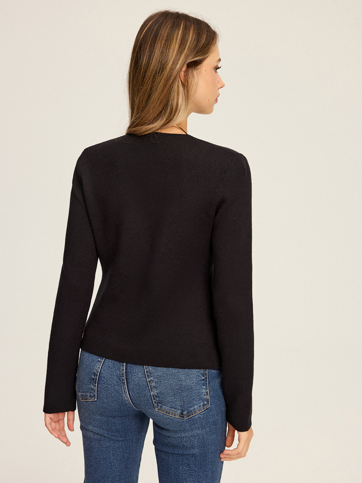 Deep V-Neck Asymmetric Knit Cardigan