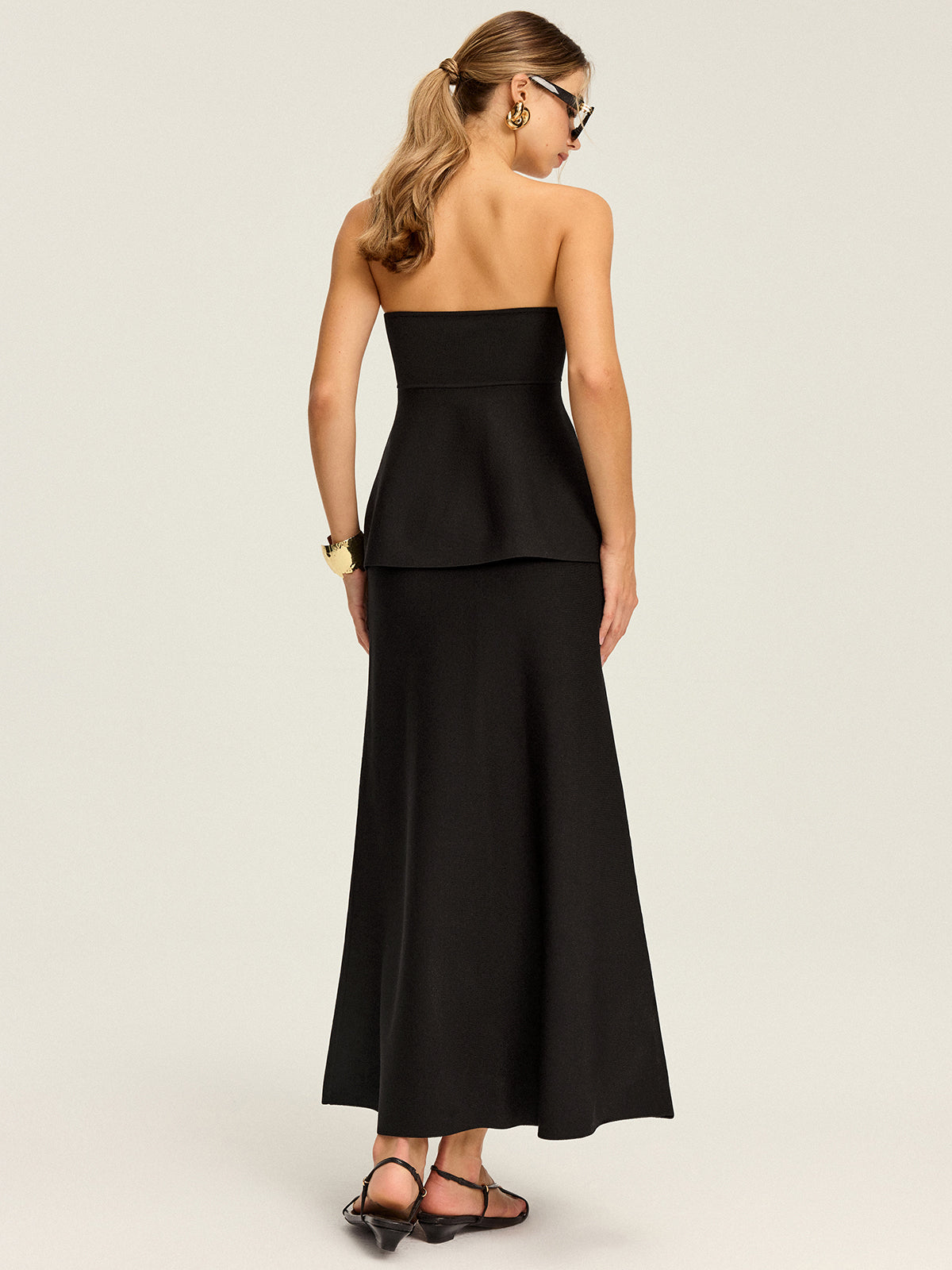 Knit Elastic-Waist Maxi Skirt