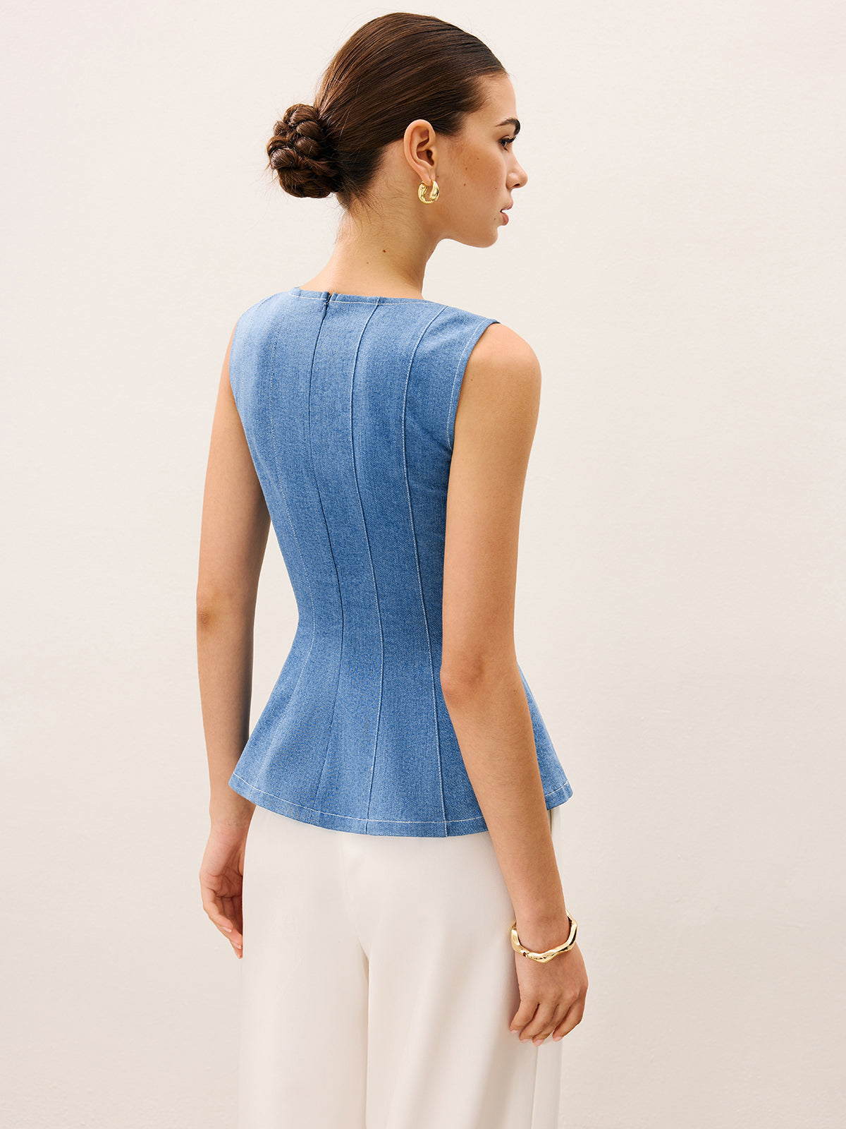 Denim Peplum Top