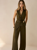 Asymmetrisches Wickel-Top- und Hosen-Set