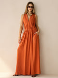 Baumwoll- & Leinen-Neckholder-Maxikleid