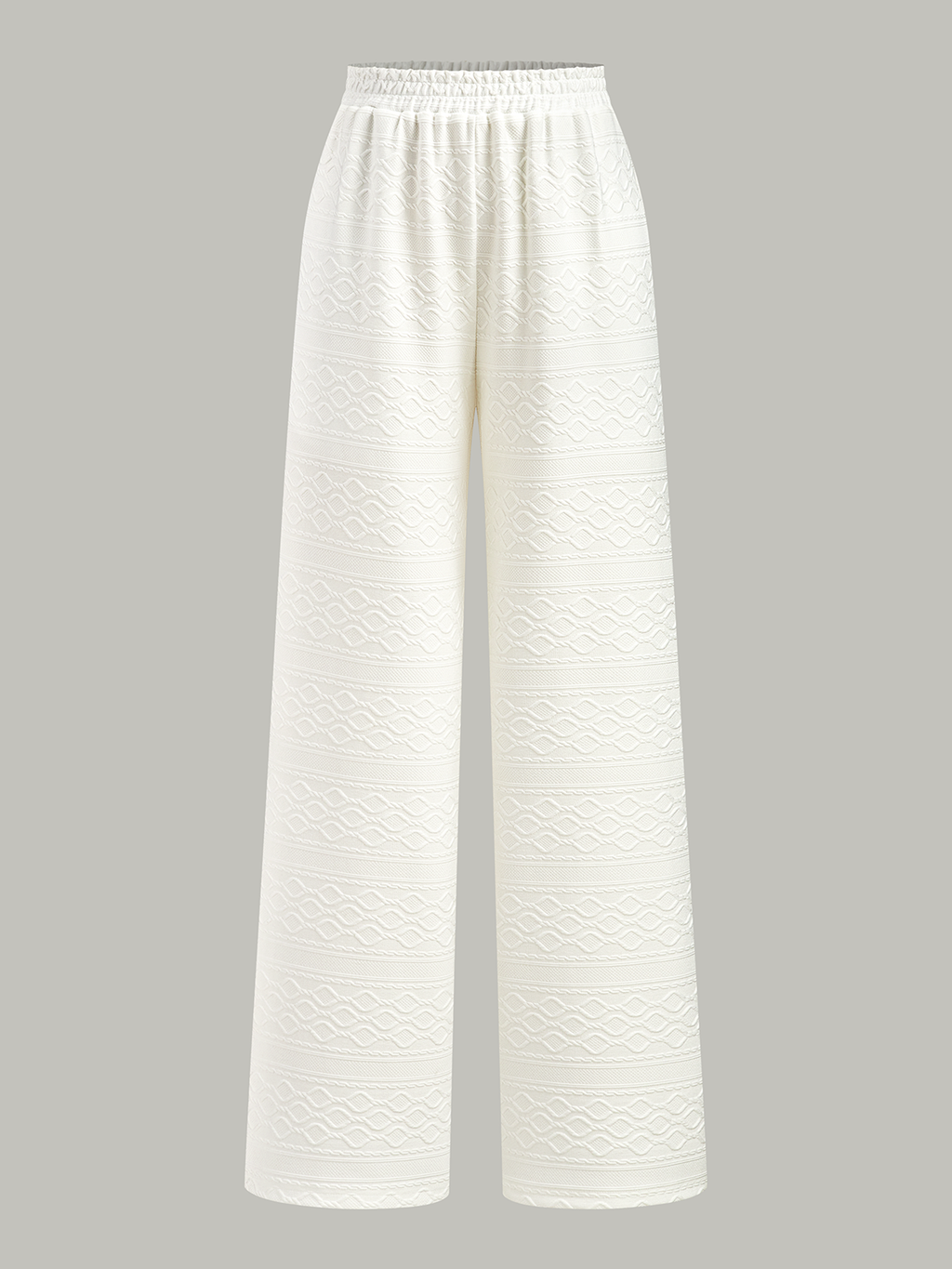 Textured Wide-Leg Pants with Elastic Waist