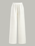Textured Wide-Leg Pants with Elastic Waist
