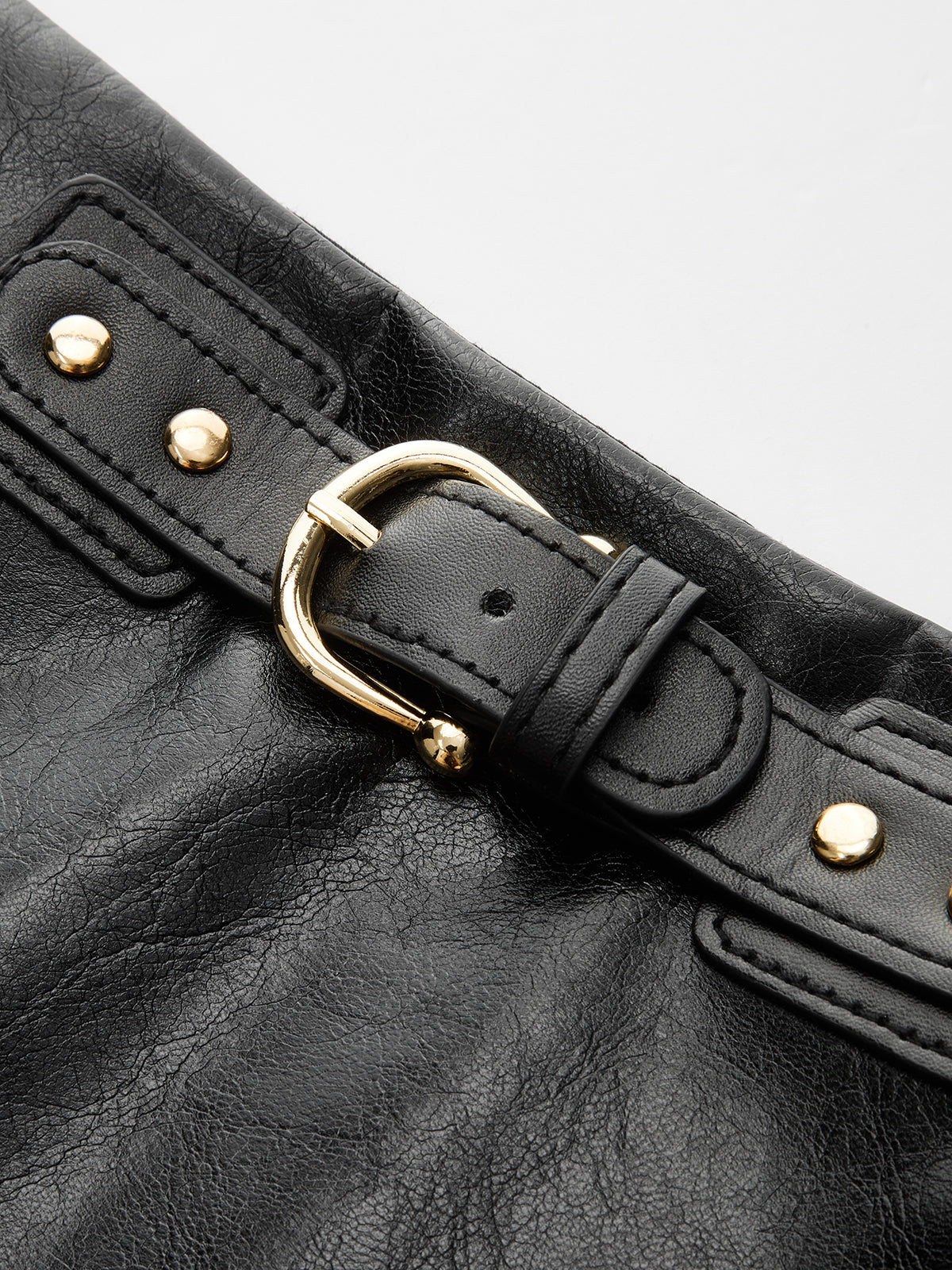 Minirock aus PU-Leder mit Farbblock-Falteneinsatz 