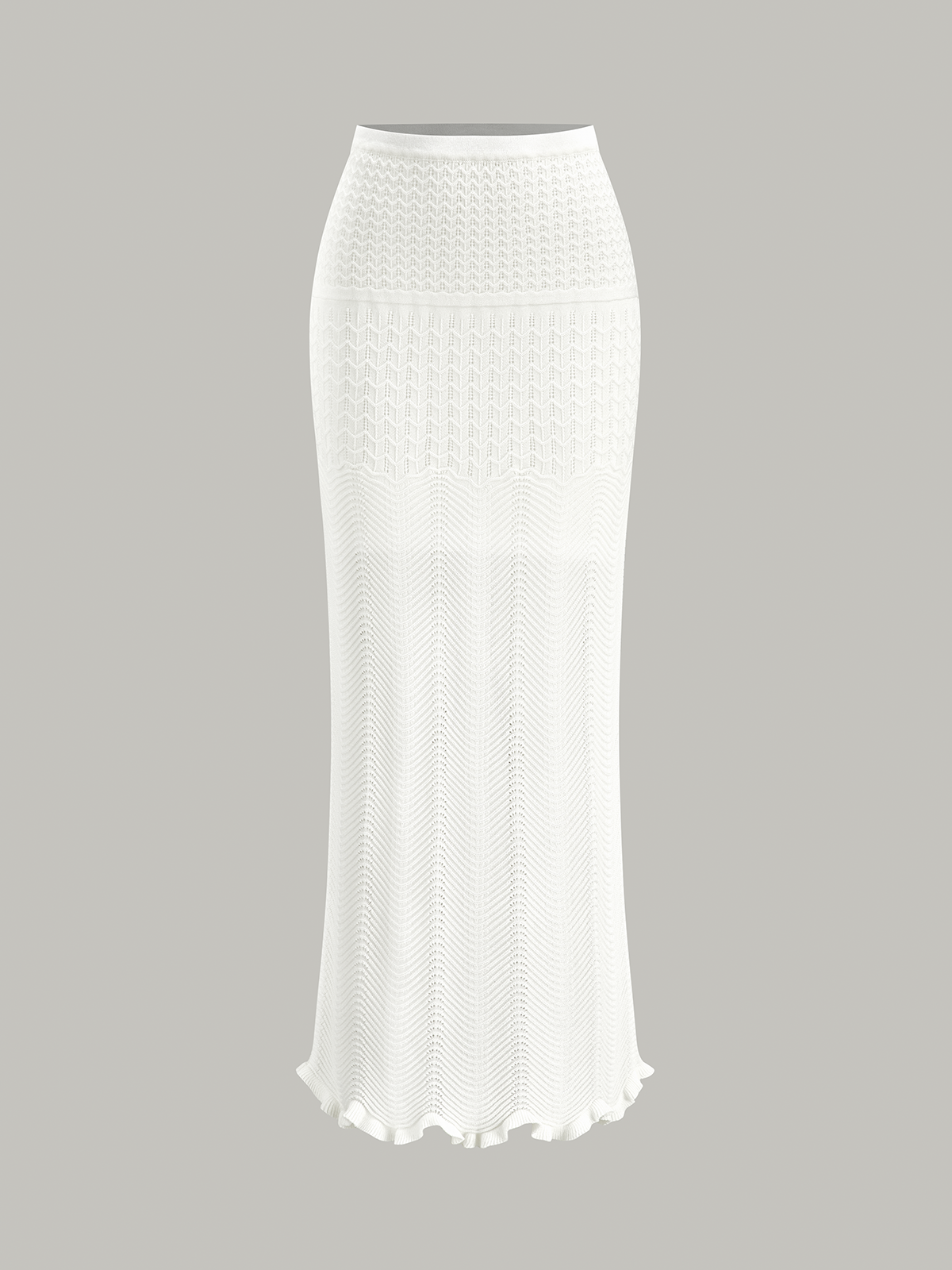 Wave Pattern Knit Maxi Skirt