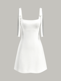 Bow-Strap Backless Mini Dress