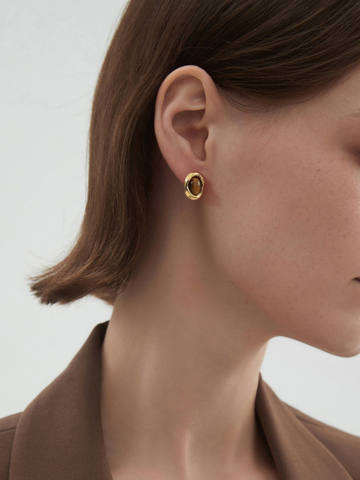 Boucles d'oreilles vintage œil de tigre 