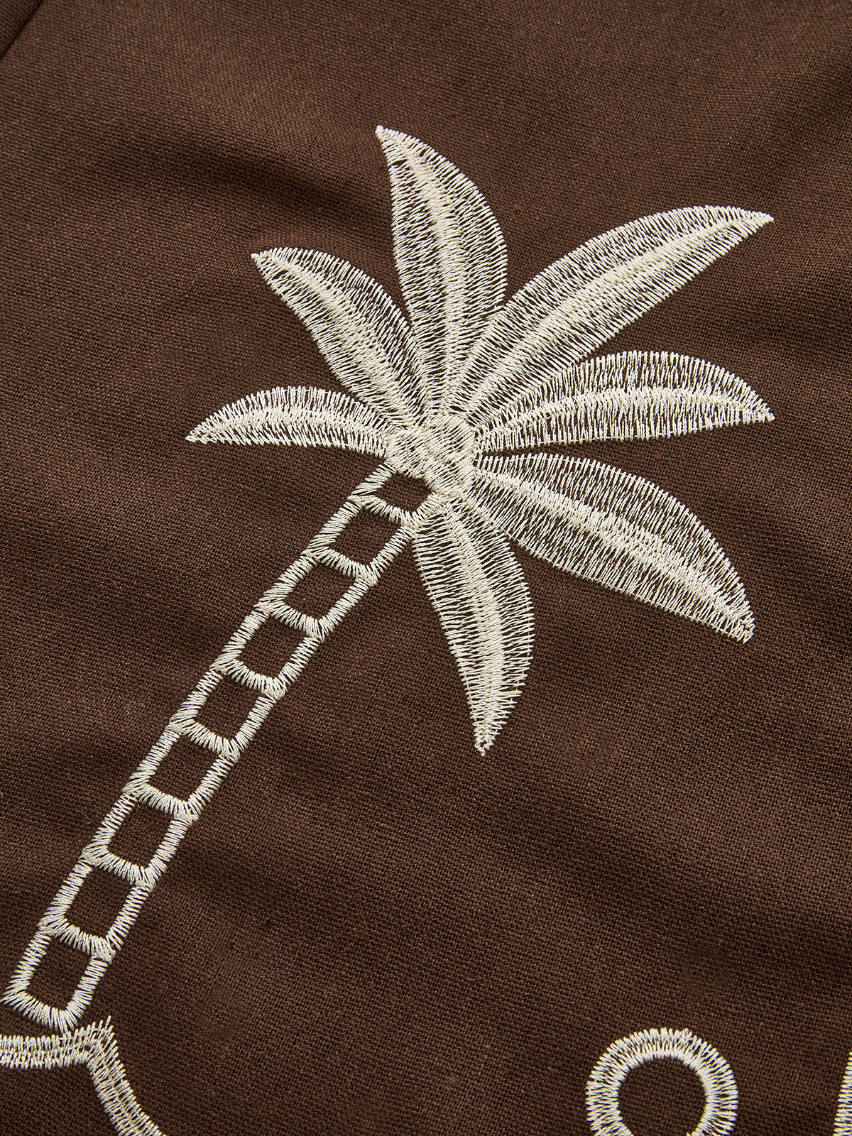 Palm Tree Embroidery Pants with Tassel Tie