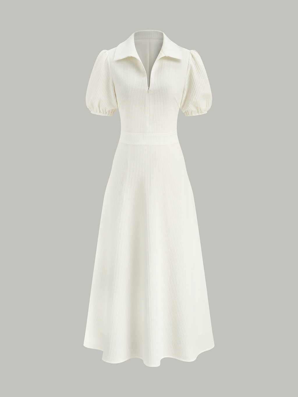 Robe midi col roulé texturée
