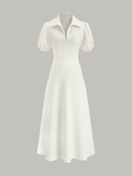 Robe midi col roulé texturée
