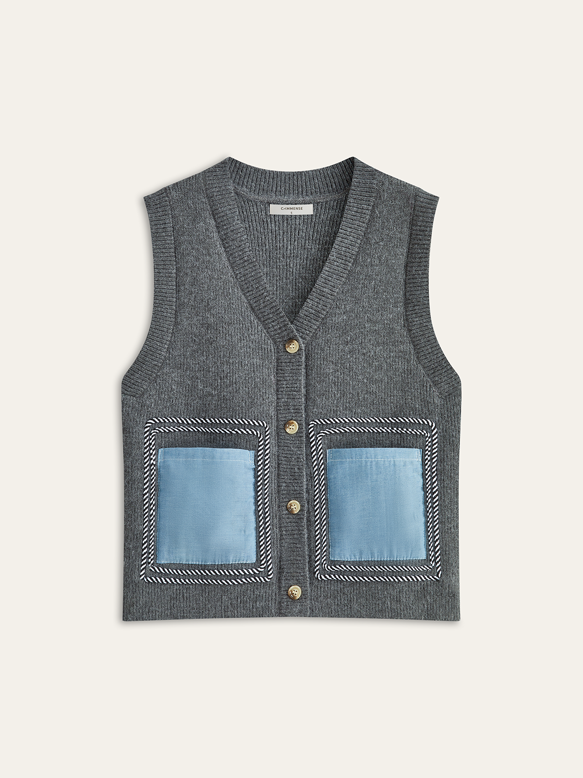 Contrast Stitching Two-toned Sweater Vest