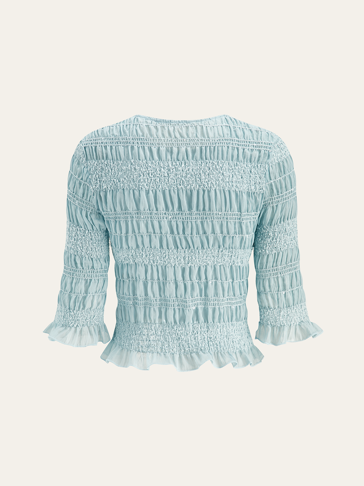 Ruched Ruffle Trim Blouse