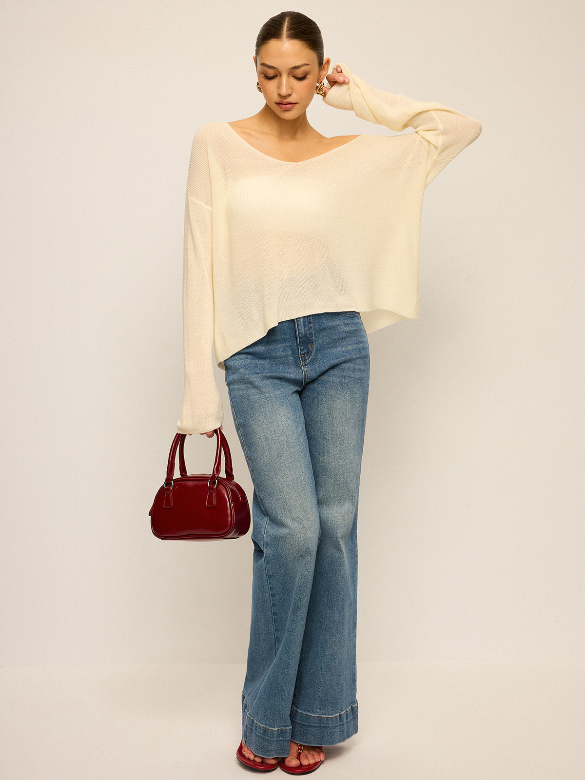Carmen-Strickpullover im Oversize-Schnitt