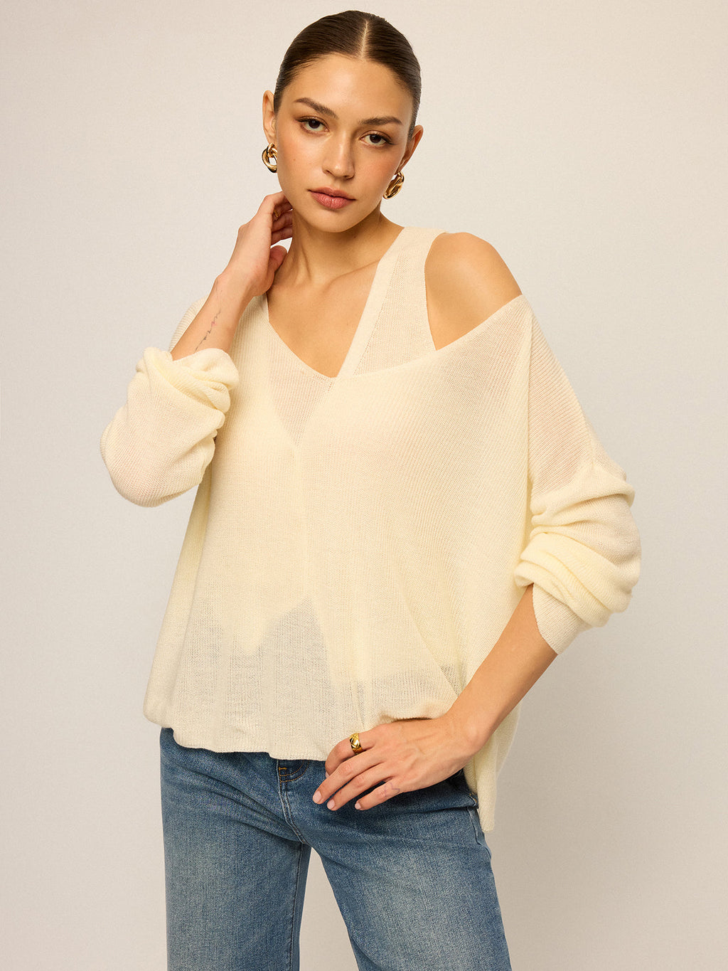 Carmen-Strickpullover im Oversize-Schnitt