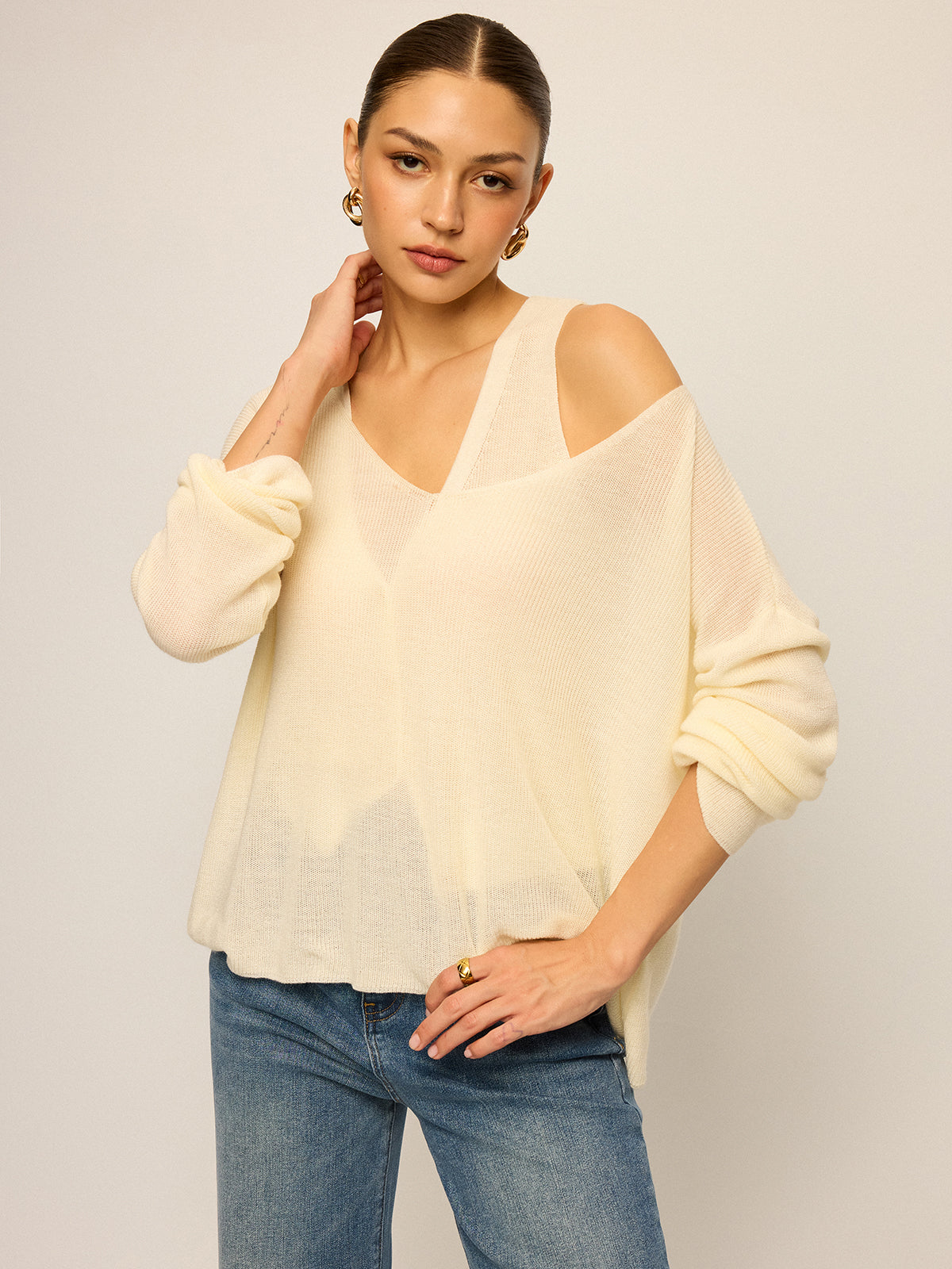 Carmen-Strickpullover im Oversize-Schnitt