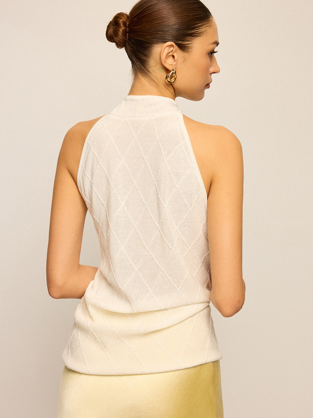 Halter Neck Knit Top with Cross-Strap Neckline