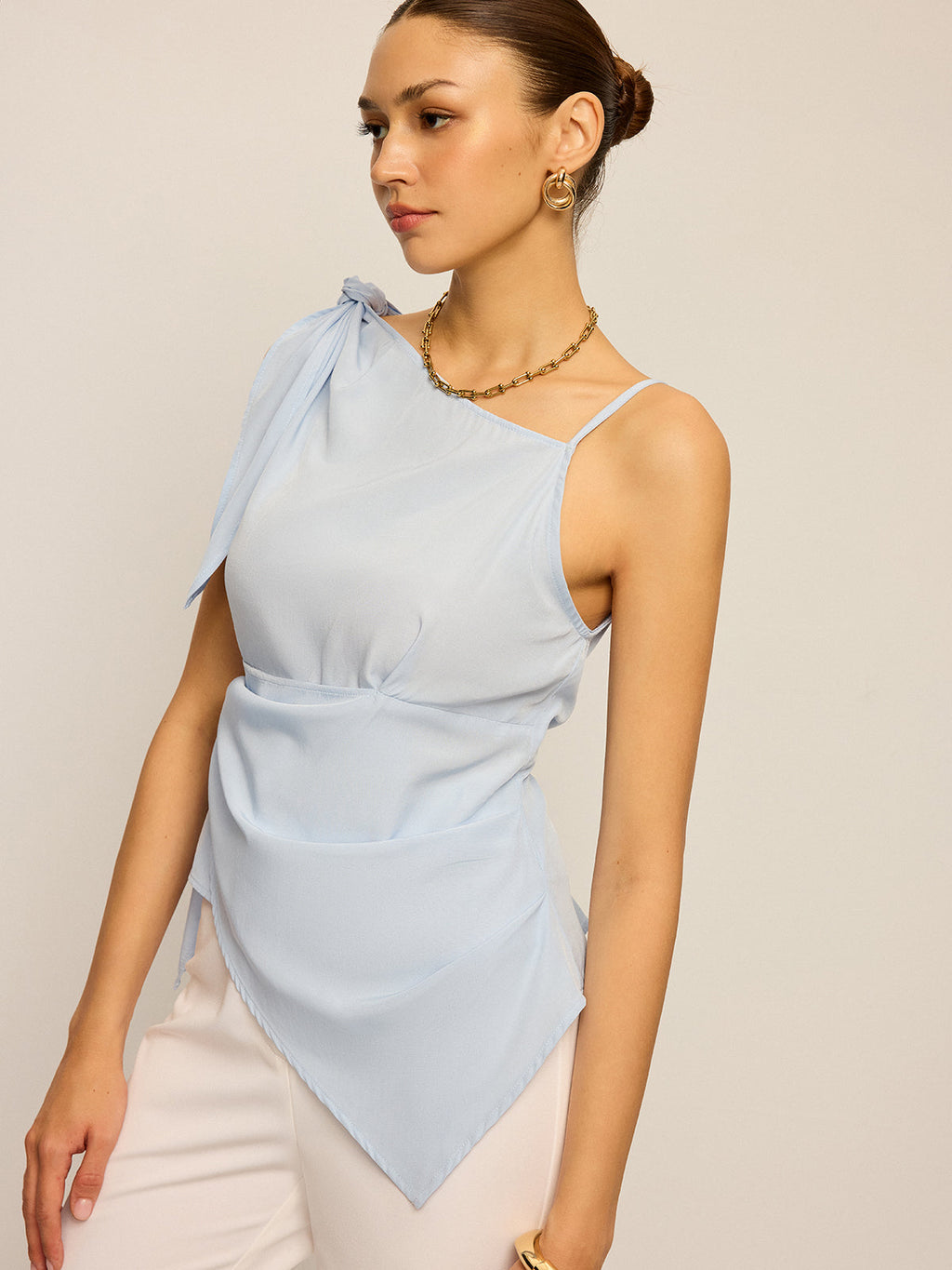 Asymmetric Knotted  Tank Top