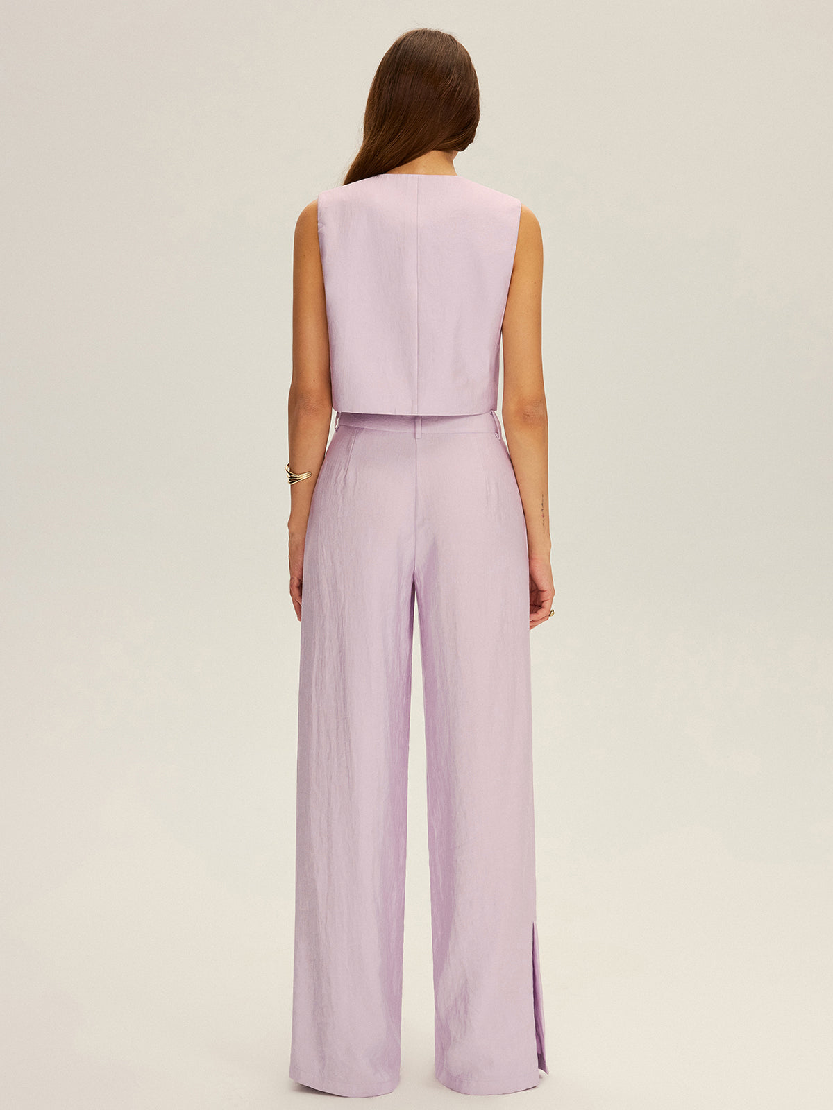 Sleeveless Crop Vest and Wide-Leg Pants Set