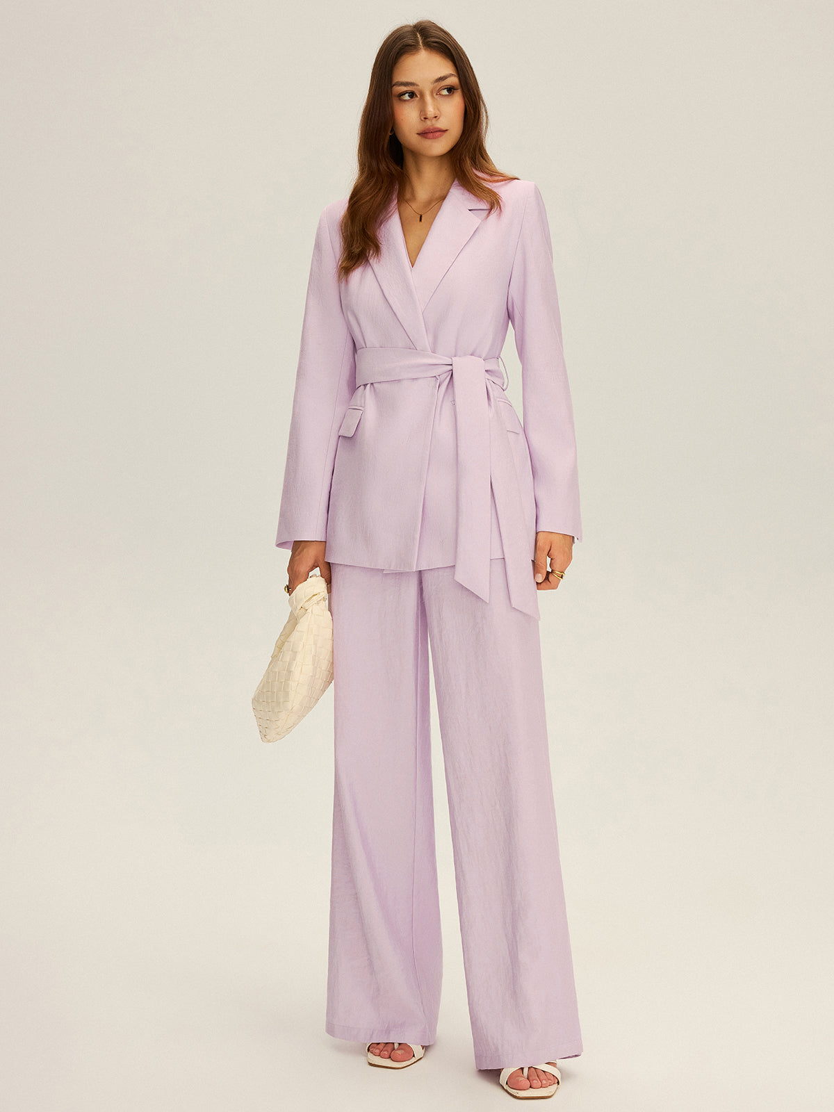 Langarm-Blazer mit Gürtel