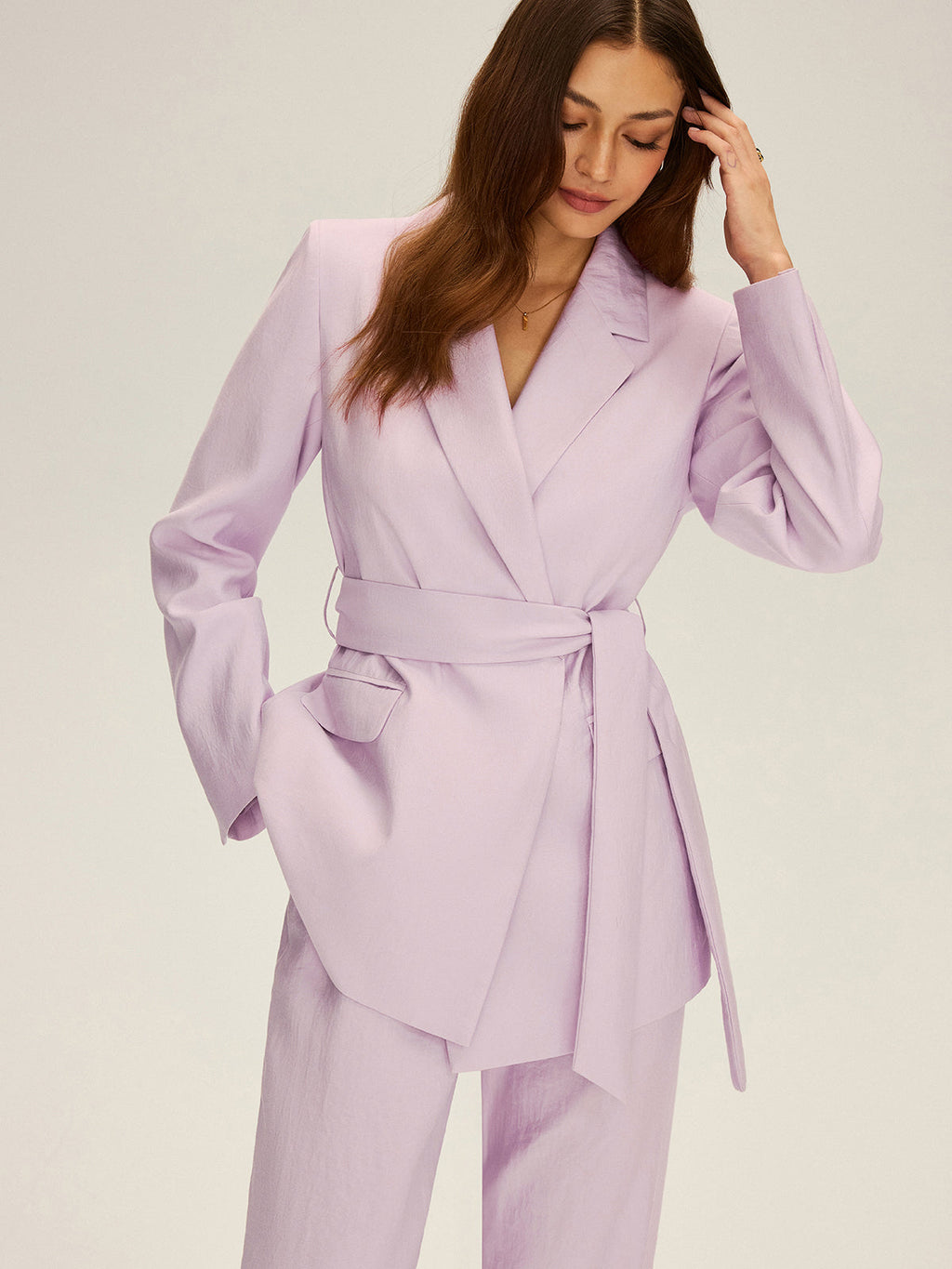 Langarm-Blazer mit Gürtel