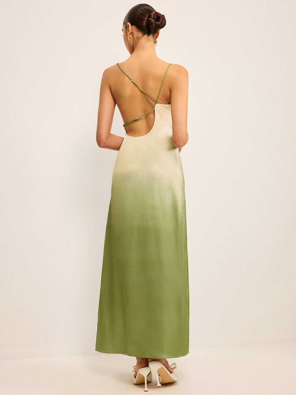 Robe longue asymétrique à bretelles et dégradé