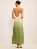 Robe longue asymétrique à bretelles et dégradé